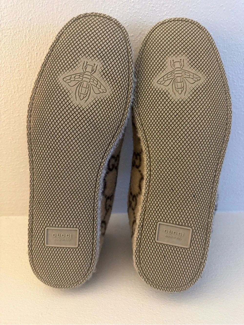 Gucci Beige & Black GG Wool Horsebit Slip-On Loafers